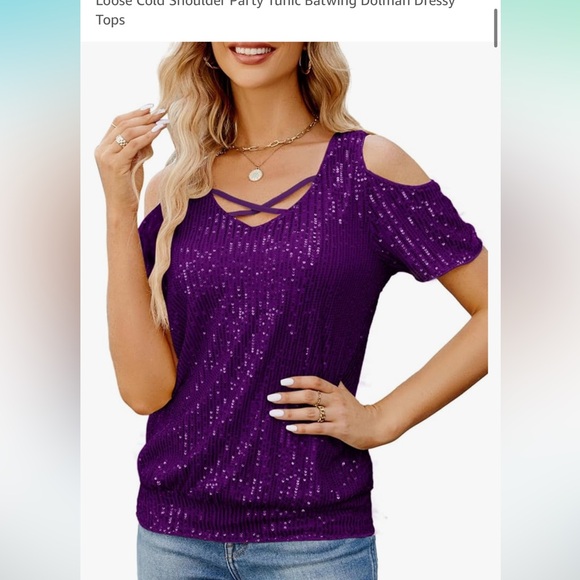 Jasambac XL Purple sequin peek a boo shoulder - Picture 6 of 9